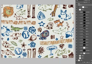 多彩卡通图案布料纹理