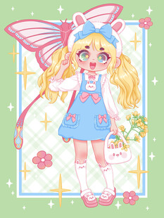 梦幻蝴蝶少女插画