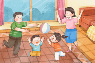 家庭欢乐时光插画