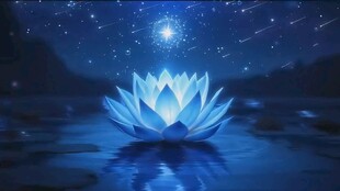 梦幻蓝莲花绽于星空之下