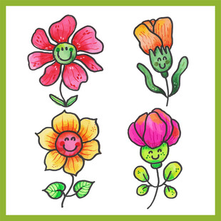 彩色手绘花朵图案