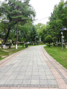 公园中的砖石铺就幽静步道
