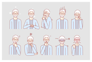 老人多样表情动作展示