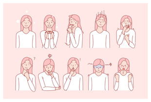 女孩多样手势表情展示