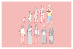 多样着装的人物群体形象