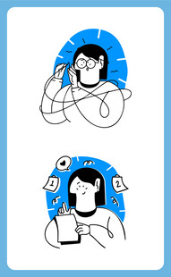 女孩的手机使用场景插画