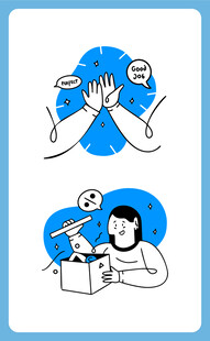 手部动作与阅读场景插画