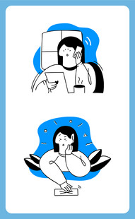 卡通人物手势动作插画