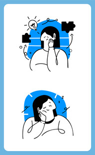 女性日常姿态插画