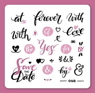 可爱婚礼装饰字体设计元素