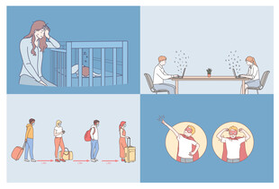 家庭日常场景插画