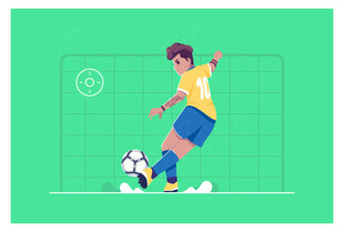 足球运动员踢球瞬间