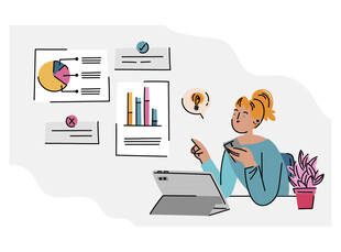 女性专注办公场景