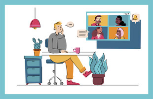 居家办公场景中的人物