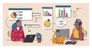 两人远程协作办公场景