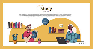 学习场景中的人物与书籍