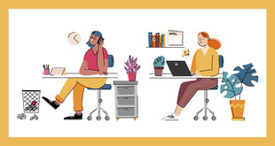 办公场景中的两人工作画面