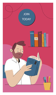 男子专注阅读于书架前