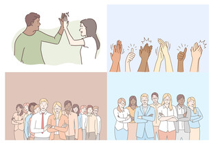 团队互动场景插画