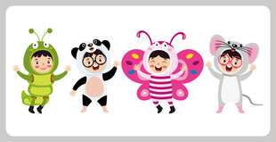 儿童扮成动物模样欢乐瞬间