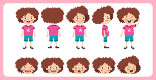 卡通女孩多姿态展示