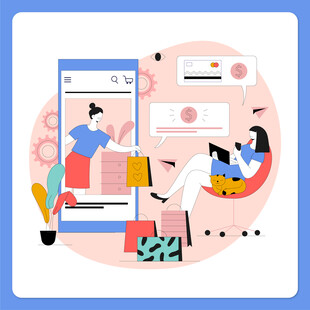 线上购物场景插画