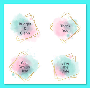 多彩水彩风格装饰标签设计