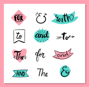 可爱英文装饰字体设计元素