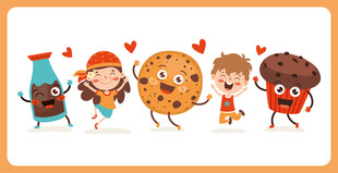 可爱卡通饼干人物欢乐聚会