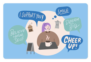 鼓励他人振作的插画场景