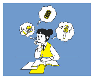 女孩读书时的奇思妙想