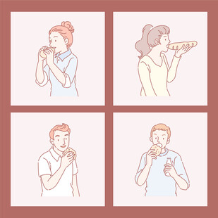 人物多样吹奏动作插画