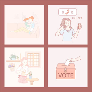 投票相关场景插画