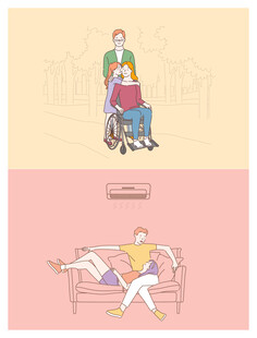 老人生活场景插画