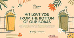 清新风格珍珠奶茶插画