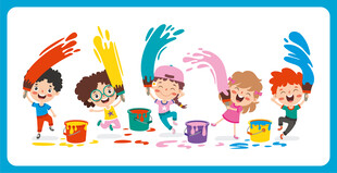 儿童欢乐绘画场景