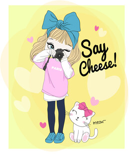 可爱女孩与猫咪的趣味瞬间