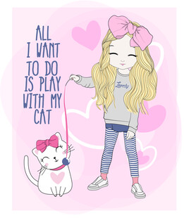 女孩与猫咪的温馨时光