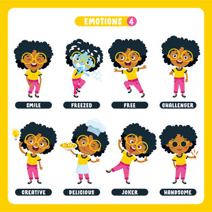 卡通女孩多样动作展示