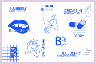 蓝色系可爱插画元素集合