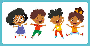 欢快跳跃的多彩儿童