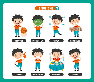 男孩多样活动插画