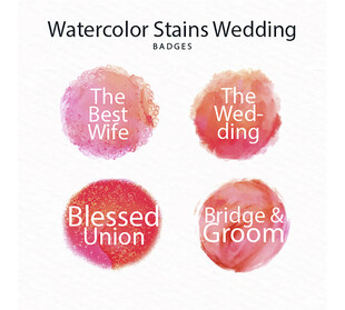 水彩晕染婚礼标签设计