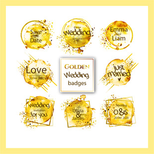 金色复古风徽章设计元素