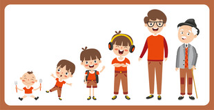 家庭成长历程插画