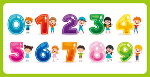 彩色卡通数字与儿童形象