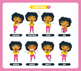 卡通女孩多样动作展示