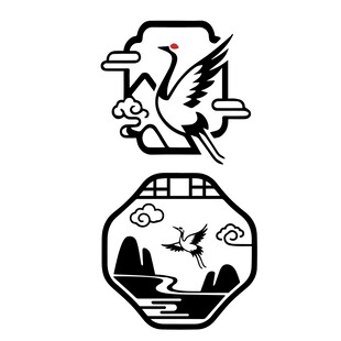 中式山水祥云飞鹤