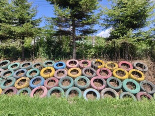 彩色轮胎创意户外景观