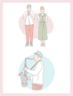 人物日常场景插画